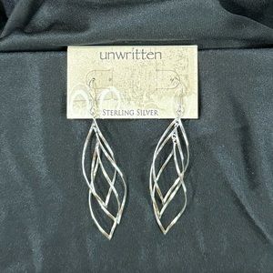 Unwritten Silver Long Dangling Swirl Earrings